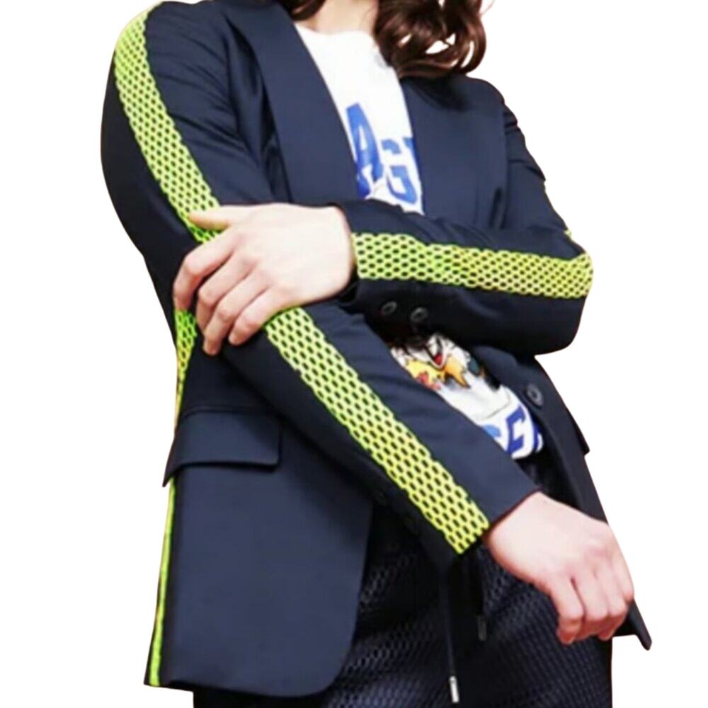 Wildfang Empower Colorblock Tux Blazer Blue & Neon Green Mesh | Size XS | NWT